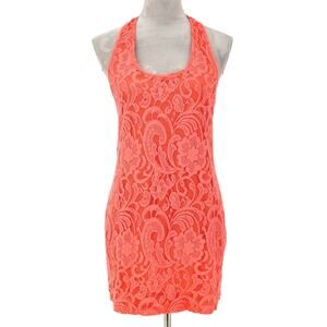 Show Me Your Mumu Dress Womens Small Coral Orange Lace Mini Racerback Beach